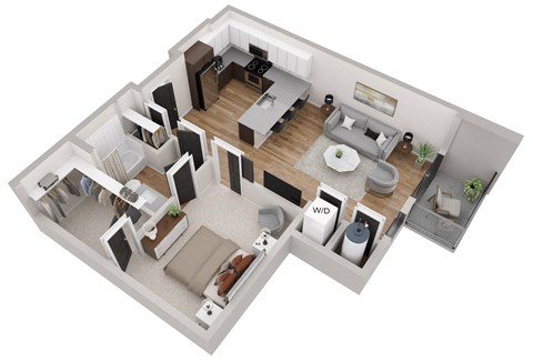 bedroom floor plan an in 3d